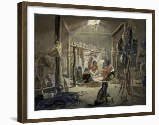 Hut of a Mandan Chief, Travels in the Interior of North America, c.1844-Karl Bodmer-Framed Giclee Print