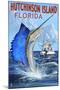 Hutchinson Island , Florida - Sailfish Fishing Scene-Lantern Press-Mounted Art Print