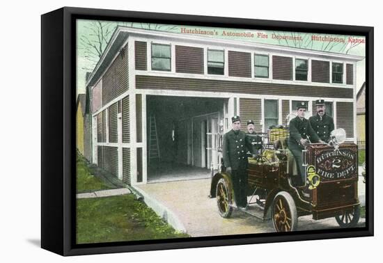 Hutchinson, Kansas - Fire Station No 2 Exterior with Truck View-Lantern Press-Framed Stretched Canvas