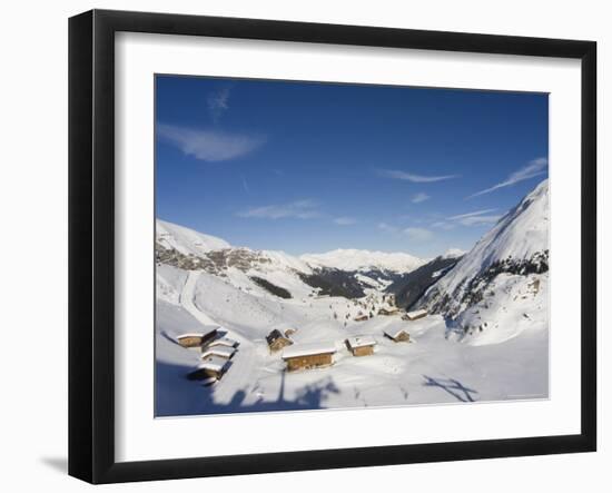 Huts, Hintertux Glacier, Mayrhofen Ski Resort, Zillertal Valley, Austrian Tyrol, Austria-Christian Kober-Framed Photographic Print