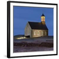 Hvalneskirkja in the Dusk, Reykjanes (Headland), Iceland-Rainer Mirau-Framed Photographic Print