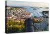 Hvar Fortress Cannon and Hvar Town at Sunset Taken from the Spanish Fort (Fortica)-Matthew Williams-Ellis-Stretched Canvas
