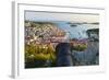 Hvar Fortress Cannon and Hvar Town at Sunset Taken from the Spanish Fort (Fortica)-Matthew Williams-Ellis-Framed Photographic Print