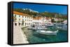 Hvar Harbour and Fortica (Spanish Fortress)-Matthew Williams-Ellis-Framed Stretched Canvas