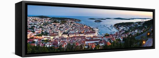 Hvar Town and the Pakleni Islands (Paklinski Islands) at Night-Matthew Williams-Ellis-Framed Stretched Canvas