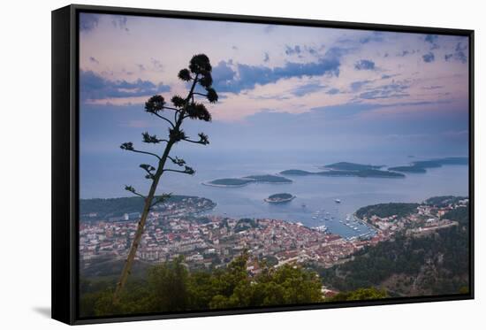 Hvar Town and the Pakleni Islands (Paklinski Islands) at Night-Matthew Williams-Ellis-Framed Stretched Canvas