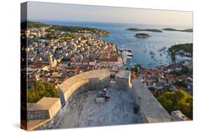 Hvar Town and Tourists at Hvar Spanish Fort (Fortica) at Sunset-Matthew Williams-Ellis-Stretched Canvas