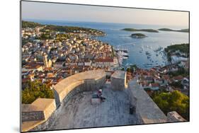 Hvar Town and Tourists at Hvar Spanish Fort (Fortica) at Sunset-Matthew Williams-Ellis-Mounted Photographic Print