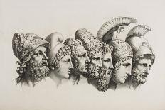 A Row Of Seven Heads Of Classical Heroes and Heroines From the Stories Of Homer.-HW Tischbein-Framed Stretched Canvas
