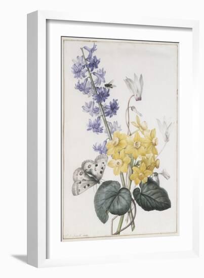 Hyacinth, Cyclamen and Narcissi-Pierre-Joseph Redouté-Framed Giclee Print