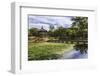 Hyangwonjeong Pavilion and Chwihyanggyo Bridge over Water Lily Filled Lake in Summer, South Korea-Eleanor Scriven-Framed Photographic Print