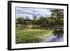 Hyangwonjeong Pavilion and Chwihyanggyo Bridge over Water Lily Filled Lake in Summer, South Korea-Eleanor Scriven-Framed Photographic Print