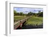 Hyangwonjeong Pavilion and Chwihyanggyo Bridge over Water Lily Filled Lake in Summer, South Korea-Eleanor Scriven-Framed Photographic Print