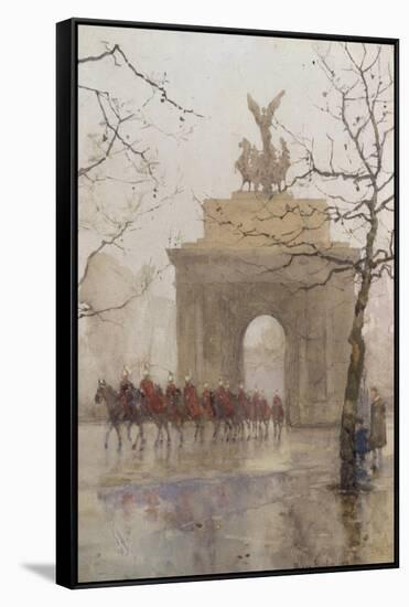 Hyde Park Corner, with Household Cavalry, 1918-Rose Maynard Barton-Framed Stretched Canvas