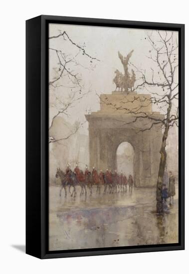 Hyde Park Corner, with Household Cavalry, 1918-Rose Maynard Barton-Framed Stretched Canvas