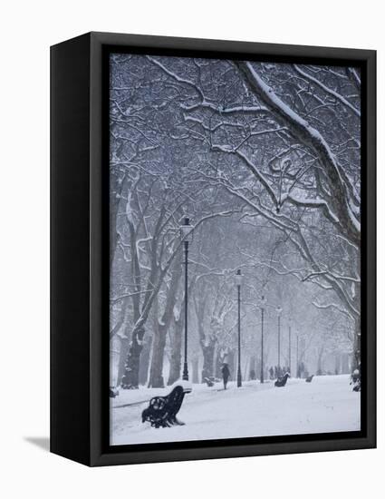 Hyde Park Snow Scene, London, England, UK-Neil Farrin-Framed Stretched Canvas