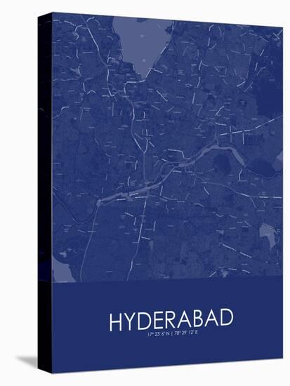 Hyderabad, India Blue Map-null-Stretched Canvas