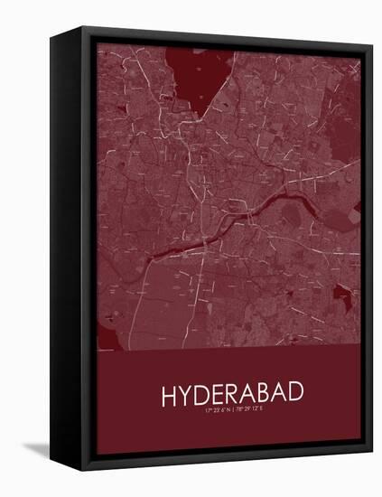 Hyderabad, India Red Map-null-Framed Stretched Canvas