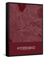 Hyderabad, India Red Map-null-Framed Stretched Canvas