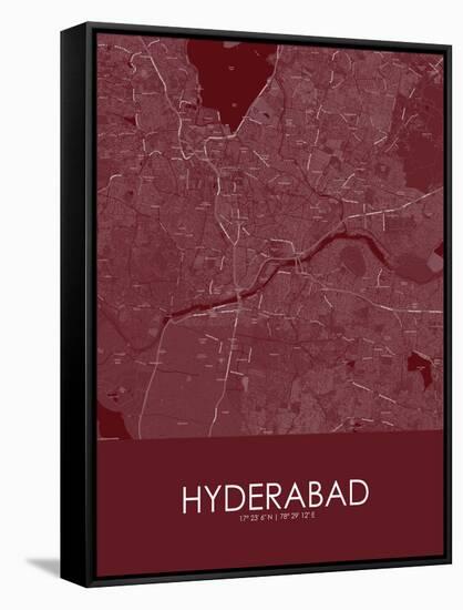 Hyderabad, India Red Map-null-Framed Stretched Canvas