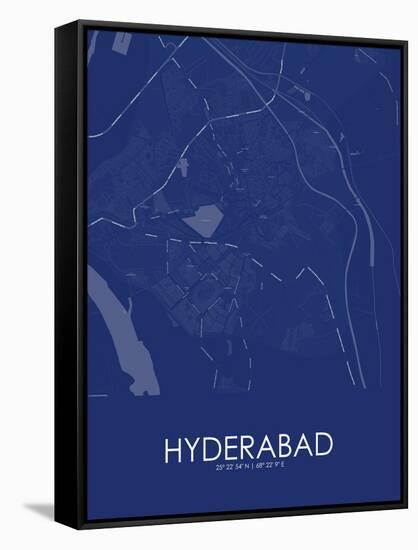 Hyderabad, Pakistan Blue Map-null-Framed Stretched Canvas