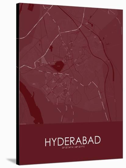 Hyderabad, Pakistan Red Map-null-Stretched Canvas