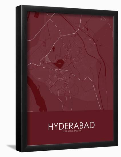 Hyderabad, Pakistan Red Map-null-Framed Poster