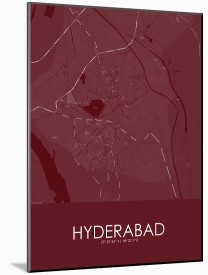 Hyderabad, Pakistan Red Map-null-Mounted Poster