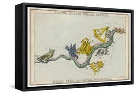 Hydra Constellation Including an Owl a Raven and a Sextant-Sidney Hall-Framed Stretched Canvas