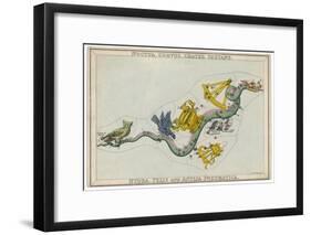 Hydra Constellation Including an Owl a Raven and a Sextant-Sidney Hall-Framed Art Print