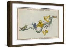 Hydra Constellation Including an Owl a Raven and a Sextant-Sidney Hall-Framed Art Print