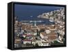Hydra Port and Town, Hydra, Greek Islands, Greece, Europe-Charles Bowman-Framed Stretched Canvas