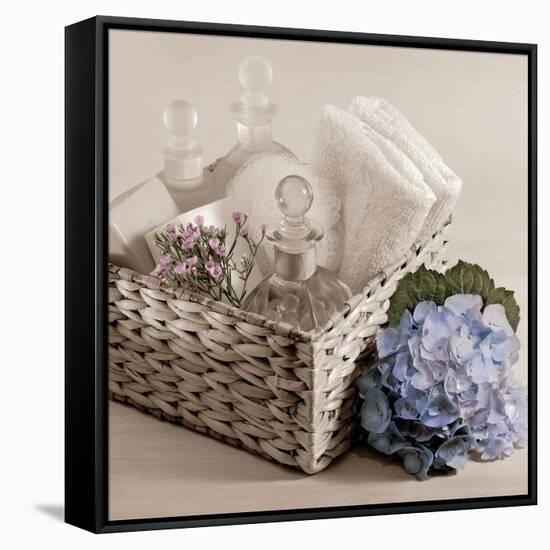 Hydrangea and Basket 2-Julie Greenwood-Framed Stretched Canvas