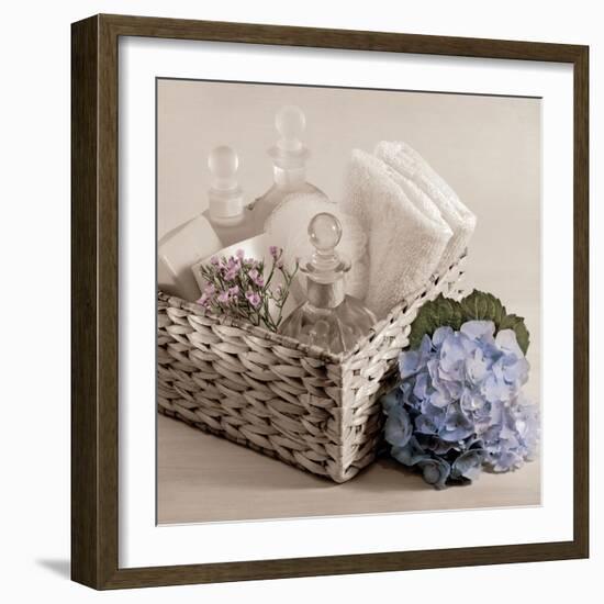 Hydrangea and Basket 2-Julie Greenwood-Framed Art Print