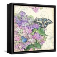 Hydrangea & Butterflies-Julie Paton-Framed Stretched Canvas