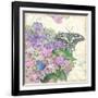 Hydrangea & Butterflies-Julie Paton-Framed Art Print