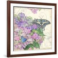 Hydrangea & Butterflies-Julie Paton-Framed Art Print