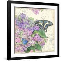 Hydrangea & Butterflies-Julie Paton-Framed Art Print