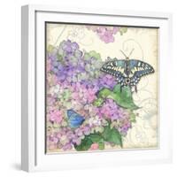 Hydrangea & Butterflies-Julie Paton-Framed Art Print