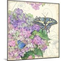 Hydrangea & Butterflies-Julie Paton-Mounted Art Print