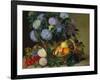 Hydrangea in a Jug and a Basket with Oranges, Lemons and Figs, 1834-Johan Laurentz Jensen-Framed Giclee Print