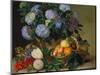 Hydrangea in a Jug and a Basket with Oranges, Lemons and Figs, 1834-Johan Laurentz Jensen-Mounted Giclee Print