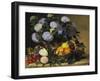 Hydrangea in an Urn and a Basket of Fruit on a Ledge-Johan Laurentz Jensen-Framed Giclee Print