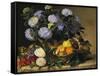 Hydrangea in an Urn and a Basket of Fruit on a Ledge-Johan Laurentz Jensen-Framed Stretched Canvas