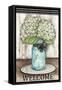 Hydrangea Welcome with Checkers-Melinda Hipsher-Framed Stretched Canvas