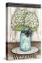 Hydrangea Welcome with Checkers-Melinda Hipsher-Stretched Canvas