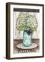 Hydrangea Welcome with Checkers-Melinda Hipsher-Framed Giclee Print