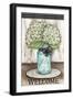 Hydrangea Welcome with Checkers-Melinda Hipsher-Framed Giclee Print