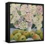 Hydrangeas and cooking apples-Jennifer Abbott-Framed Stretched Canvas