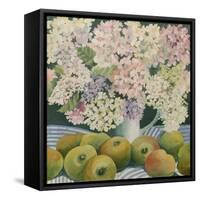 Hydrangeas and cooking apples-Jennifer Abbott-Framed Stretched Canvas